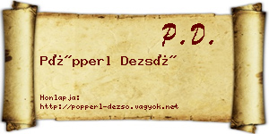 Pöpperl Dezső névjegykártya